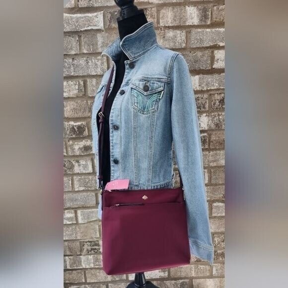 Kate Spade Crossbody The Little Belt Blackberry Wine Colored Nylon & Leather bag - Picture 2 of 10